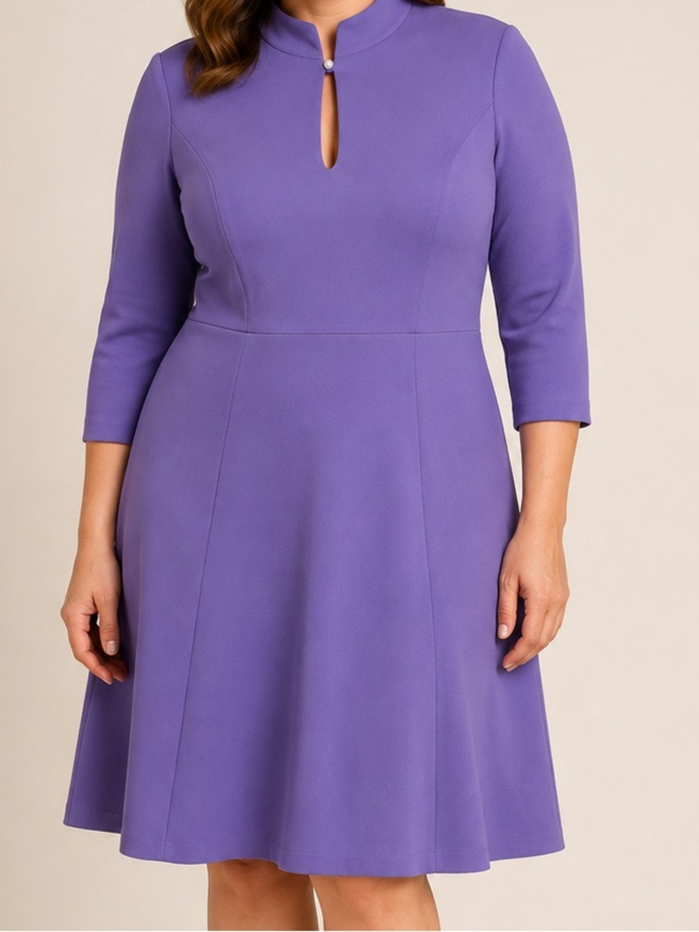White House Black Market Lavender Pearl Keyhole Fit & Flare Dress Size 12